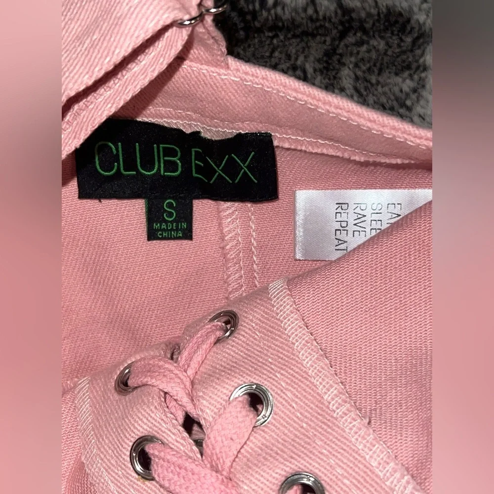 Dolls Kill Club Exx Levels Unlocked Twill Lace Up Crop Top and Skirt Set - Picture 3 of 7